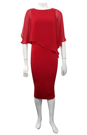 SEX RED - Penny chiffon angle overlay dress